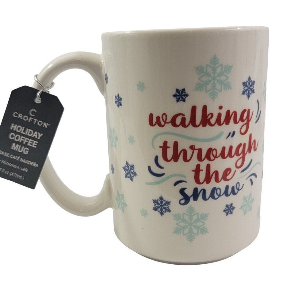 Crofton Mug WALKING THORUGH THE SNOW  Graphic 16 Oz Ceramic Coffee Tea Cup - NEW